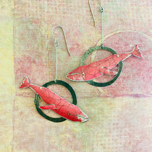 Load image into Gallery viewer, Dusty Carmine Humpback Upcycled Tin Earrings