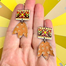 Load image into Gallery viewer, Flowery Mosaic &amp; Dotty Burnt Orange Earrings