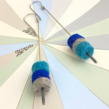 Load image into Gallery viewer, Stacked Wool Felt, Scarlet, Gray, Sky Earrings