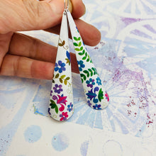 Load image into Gallery viewer, Happy Flowers Long Drop Tin Earrings