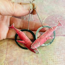 Load image into Gallery viewer, Dusty Carmine Humpback Upcycled Tin Earrings