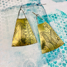Load image into Gallery viewer, Fantastical Botanicals Upcycled Tin Long Fans Earrings