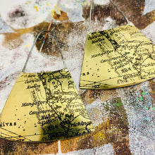 Load image into Gallery viewer, Golden Maps Big Wide Fan Tin Earrings