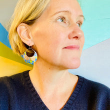 Load image into Gallery viewer, French Macaron Crescent Circles Tin Earrings
