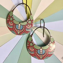 Load image into Gallery viewer, Seafoam Mandala Crescent Circle Earrings