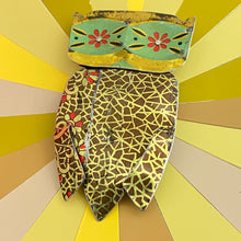 Load image into Gallery viewer, Quirky Owl VII Upcycled Tin Brooch and Pendant