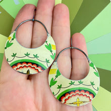Load image into Gallery viewer, Vintage Botanicals Crescent Circle Earrings