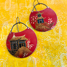 Load image into Gallery viewer, Dreamy Pagodas Circles Upcycled Tin Earrings