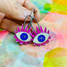 Load image into Gallery viewer, Hot Pink Fancy Eyes Tin Earrings