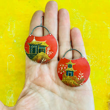 Load image into Gallery viewer, Dreamy Pagodas Circles Upcycled Tin Earrings