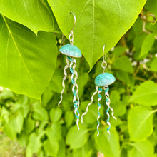 Load image into Gallery viewer, Verdigris Jellyfish Tin Earrings