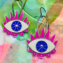 Load image into Gallery viewer, Hot Pink Fancy Eyes Tin Earrings