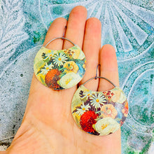 Load image into Gallery viewer, Flower Field II Circles Upcycled Tin Earrings