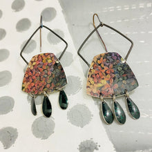 Load image into Gallery viewer, Hydrangea Reuleaux Rectangles Upcycled Tin Earrings