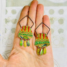 Load image into Gallery viewer, Vintage Edge Reuleaux Rectangles Upcycled Tin Earrings