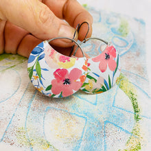 Load image into Gallery viewer, Watercolor Coral Flowers Upcycled Tin Earrings