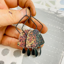 Load image into Gallery viewer, Hydrangea Reuleaux Rectangles Upcycled Tin Earrings