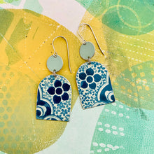 Load image into Gallery viewer, Blues Wide Arch Upcycled Tin Earrings
