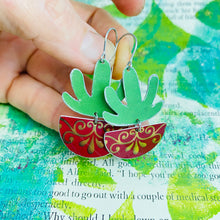 Load image into Gallery viewer, Mod Succulents Cherry Pots Upcycled Tin Earrings