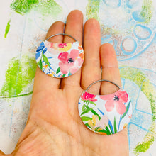 Load image into Gallery viewer, Watercolor Coral Flowers Upcycled Tin Earrings