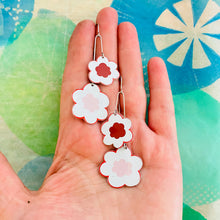 Load image into Gallery viewer, White Flowers Upcycled Tin Earrings