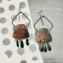 Load image into Gallery viewer, Hydrangea Reuleaux Rectangles Upcycled Tin Earrings
