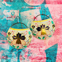 Load image into Gallery viewer, Vintage Triflora Circles Upcycled Tin Earrings