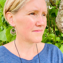 Load image into Gallery viewer, Earthy and Cream Layered Circles Upcycled Tin Earrings