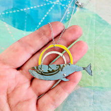 Load image into Gallery viewer, Blue-gray Sunrise Humpback Upcycled Tin Necklace