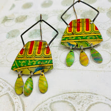 Load image into Gallery viewer, Vintage Edge Reuleaux Rectangles Upcycled Tin Earrings