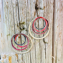 Load image into Gallery viewer, Earthy and Cream Layered Circles Upcycled Tin Earrings