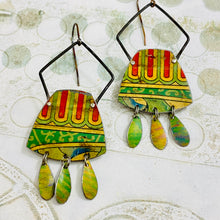 Load image into Gallery viewer, Vintage Edge Reuleaux Rectangles Upcycled Tin Earrings