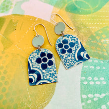 Load image into Gallery viewer, Blues Wide Arch Upcycled Tin Earrings