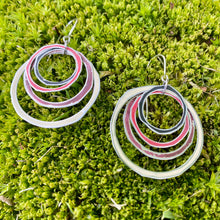 Load image into Gallery viewer, Earthy and Cream Layered Circles Upcycled Tin Earrings
