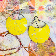 Load image into Gallery viewer, Silver Lined Sunny Circles Upcycled Tin Earrings