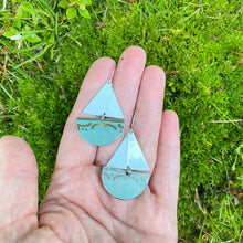 Load image into Gallery viewer, Dusty Aqua Upcycled Tin Sailboat Earrings