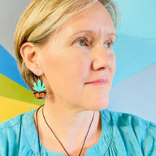 Load image into Gallery viewer, Pink Mod Succulents Tin Earrings