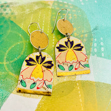 Load image into Gallery viewer, Triflora Wide Arch Upcycled Tin Earrings
