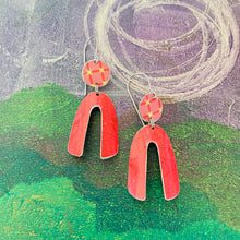 Load image into Gallery viewer, Pinky Red Crackle Upcycled Tin Earrings