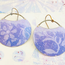 Load image into Gallery viewer, Lavender Botanical Pattern Circles Upcycled Tin Earrings