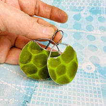 Load image into Gallery viewer, Turtle Shell Upcycled Tin Circle Earrings