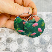 Load image into Gallery viewer, Thistles on Forest Circles Upcycled Tin Earrings