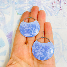 Load image into Gallery viewer, Lavender Botanical Pattern Circles Upcycled Tin Earrings