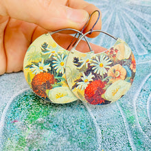 Load image into Gallery viewer, Flower Field II Circles Upcycled Tin Earrings