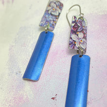 Load image into Gallery viewer, Tiny Violets Upcycled Tin Rectangle Earrings