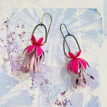 Load image into Gallery viewer, Fuchsia Upcycled Tin Earrings