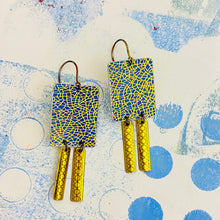Load image into Gallery viewer, Golden Crackle Pattern Windows Upcycled Tin Earrings