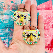 Load image into Gallery viewer, Vintage Triflora Circles Upcycled Tin Earrings