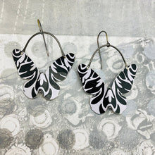 Load image into Gallery viewer, Navy &amp; White Butterflies Upcycled Tin Earrings