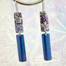 Load image into Gallery viewer, Tiny Violets Upcycled Tin Rectangle Earrings